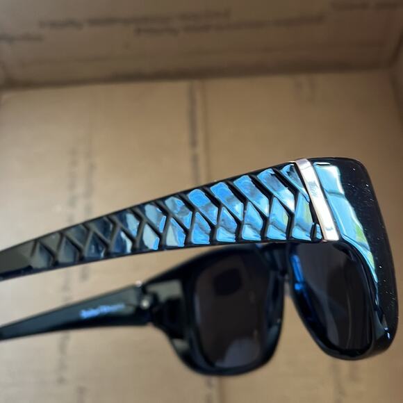 Solar Shield Fits Over Polarized Square Sunglasses Black Gold L - Picture 6 of 9